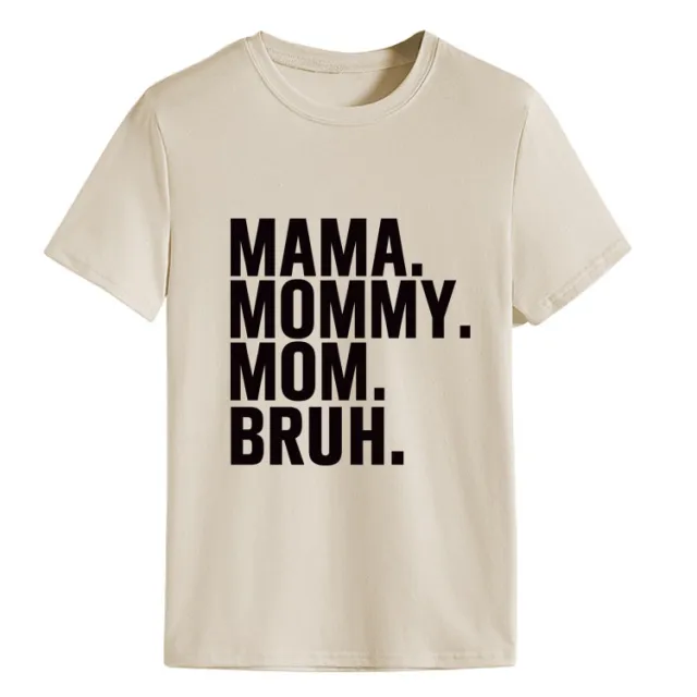 Letter Fashion Round Neck Women's Short Sleeve T shirt Cross border Foreign Trade Sand Black Font - Shop at LoveMi