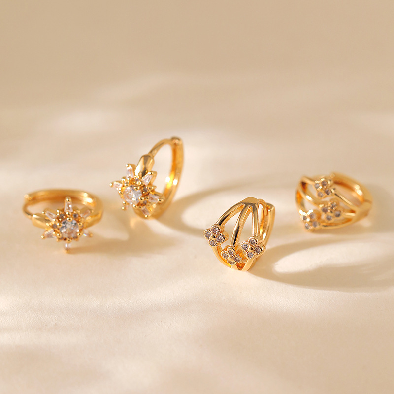 Fashion Inlaid Zircon Exquisite Ear Ring Copper Plating