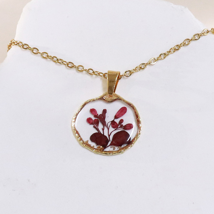 Epoxy Pendant Handmade Tangsong Grass Series Necklace