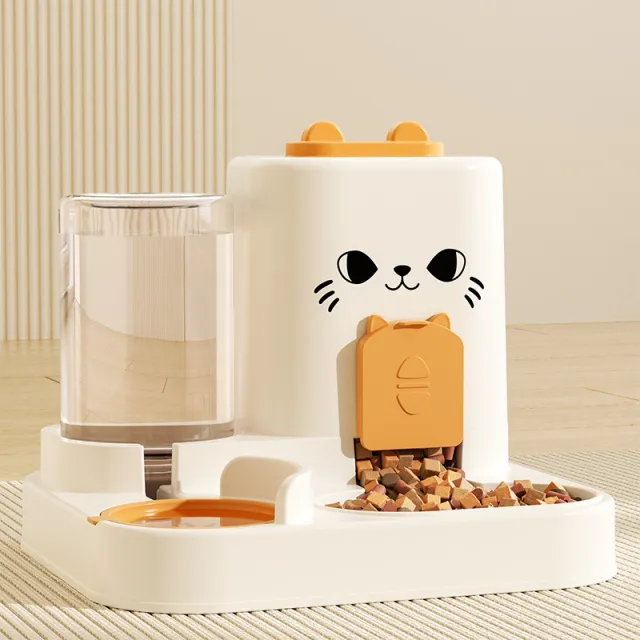 Cat Feeder Water And Grain Integrated Casting Orange Cat Face - Shop at LoveMi
