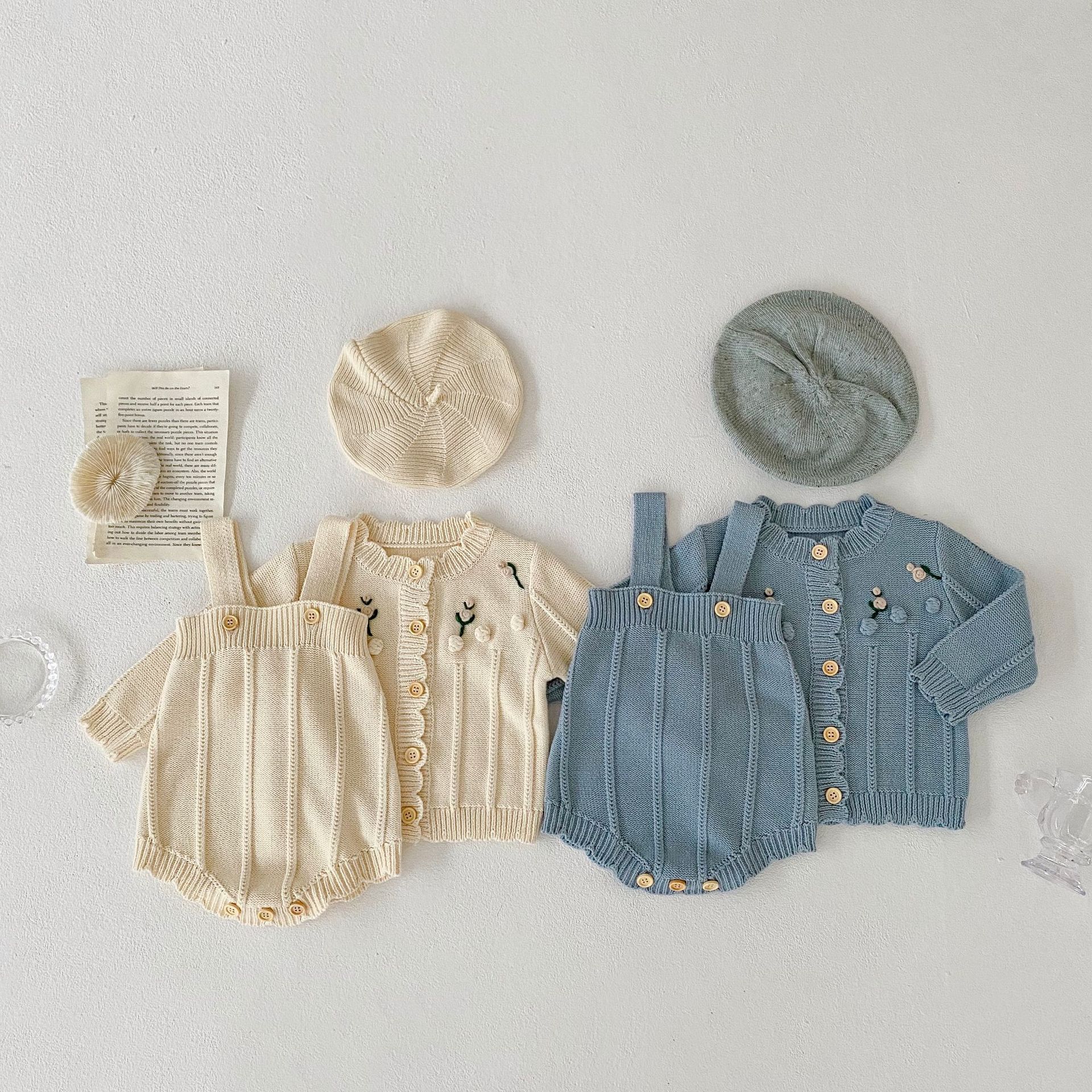 Title 4, Kleinkind Baby Pullover Set Blumenstickerei Lan...