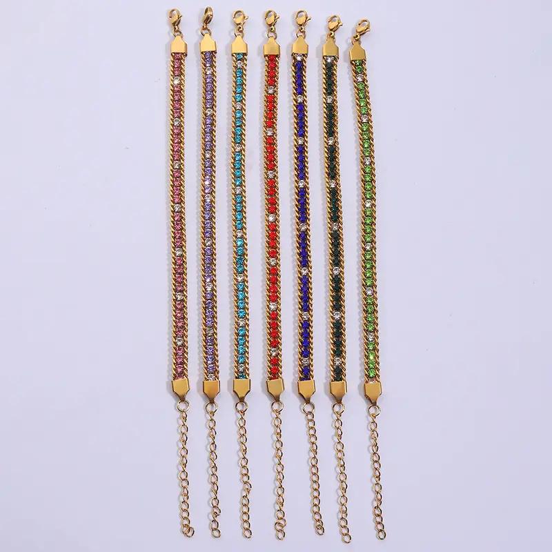 Three-layer Diamond Versatile Personality Stainless Steel Bracelet