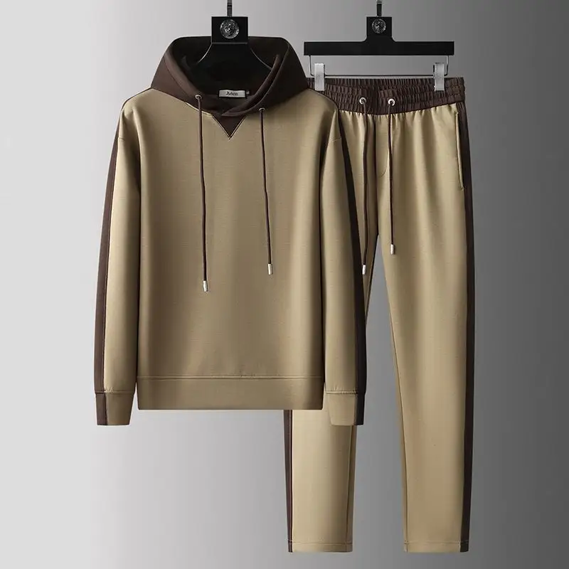 Men's Patchwork Hoodie Trousers Suit
