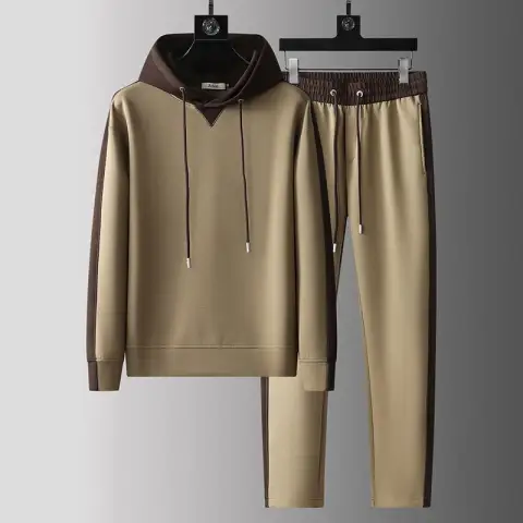 Men's Patchwork Hoodie Trousers Suit