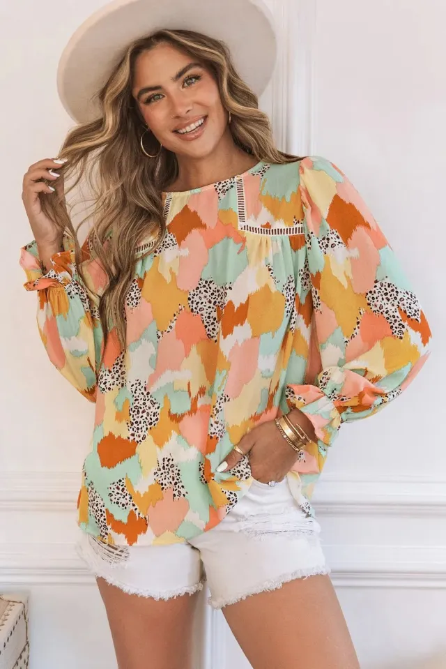 Abstract Printing Long Sleeve Shirt Color - Shop at LoveMi