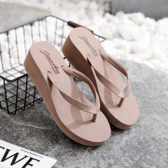Fashion Personality Summer Wedge Flip-flops Women - Khaki - View 1