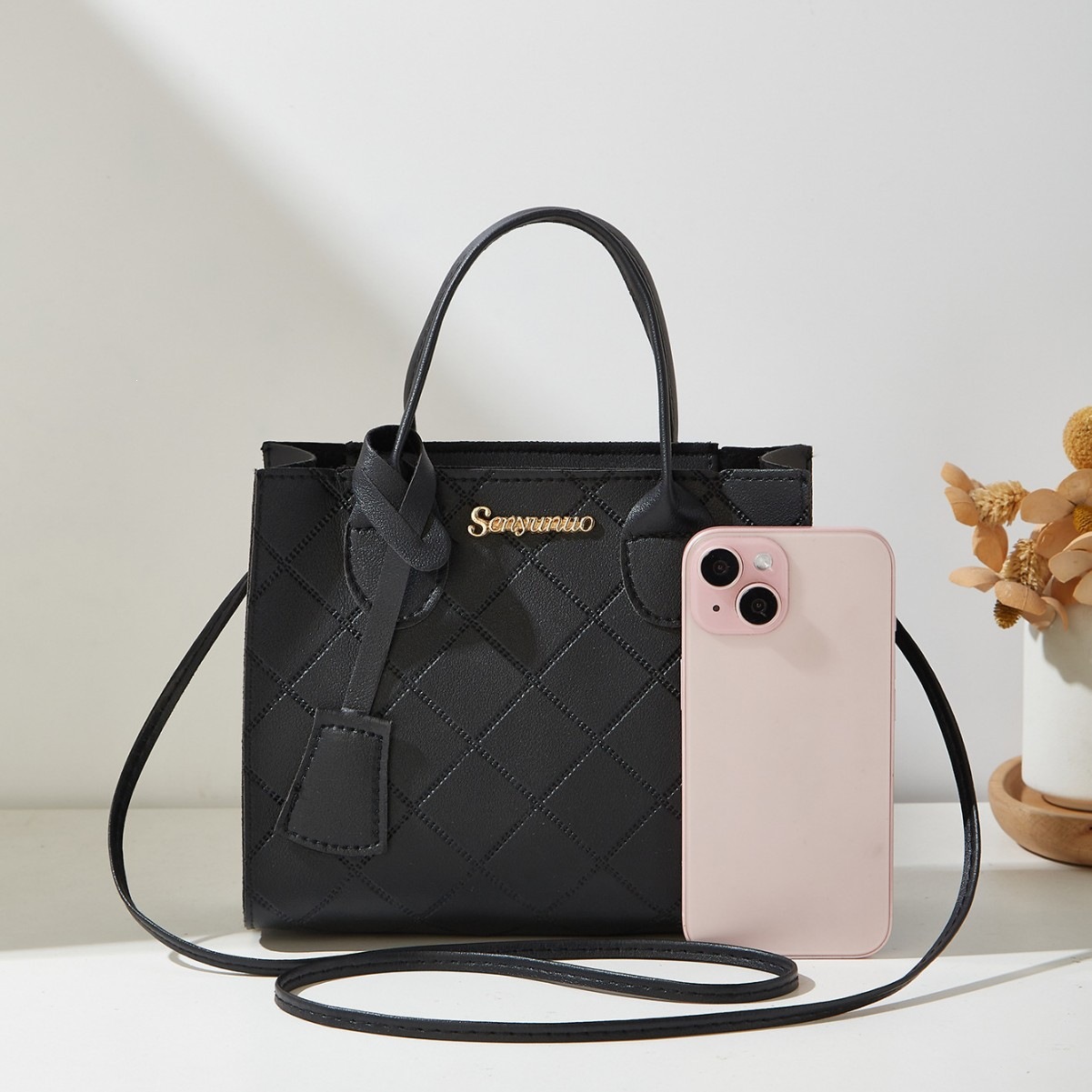Mini sac carré matelassé — Deux bandoulières 4