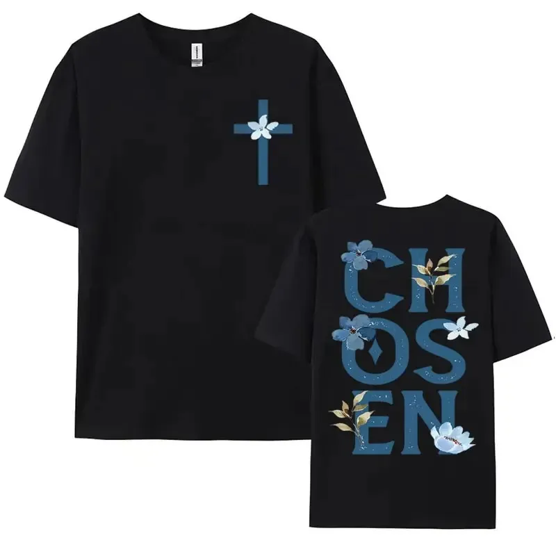 Chosen Floral Aesthetic Bible Verse T-shirts Women's Trendy - 2Style