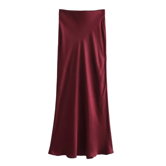 Foreign Trade Women's French Fashion Silk Satin Texture High Waist Skirt Dark Purple - Shop at LoveMi