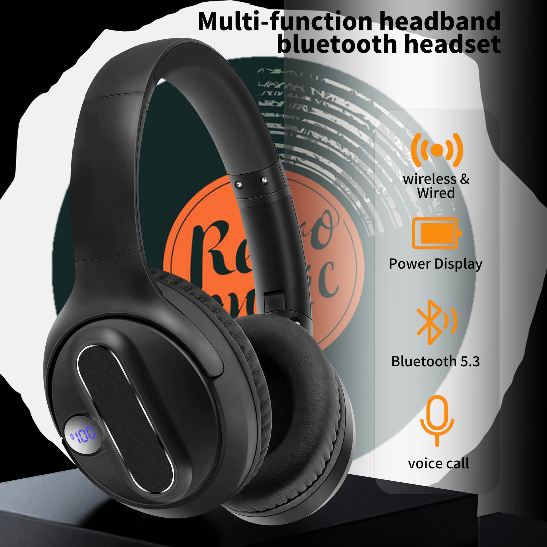 Headset Wireless Bluetooth Headset Power Digital Display - Image 3