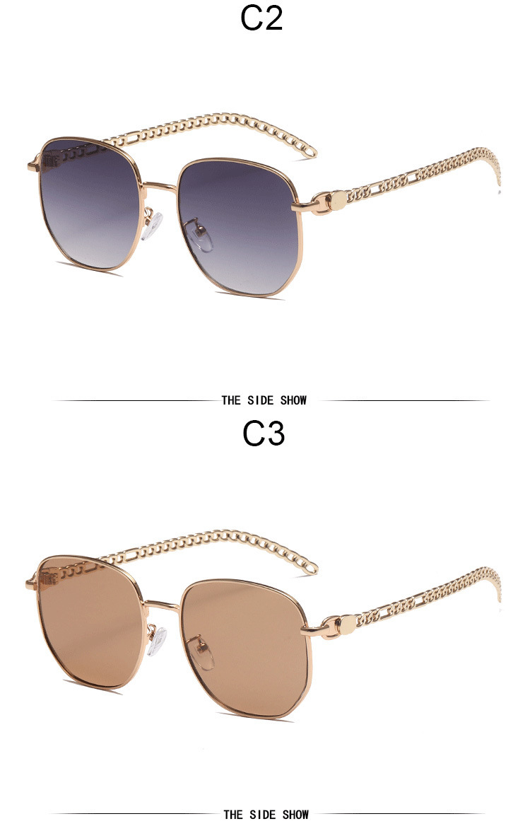 Oval Frame Metal Chain Sunglasses For Women - Image 3