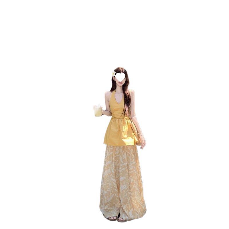 Halter-Neck Top and Wide-Leg Trousers Set, picture 4 of 8