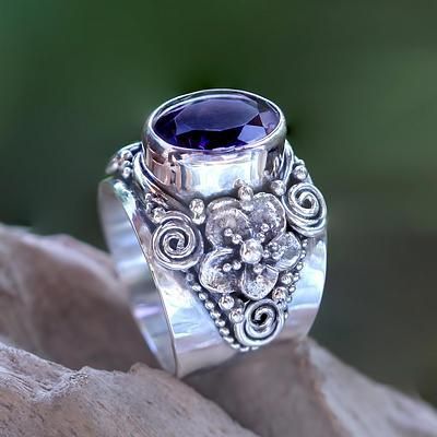 Vintage-style Amethyst-look Personalized Ring