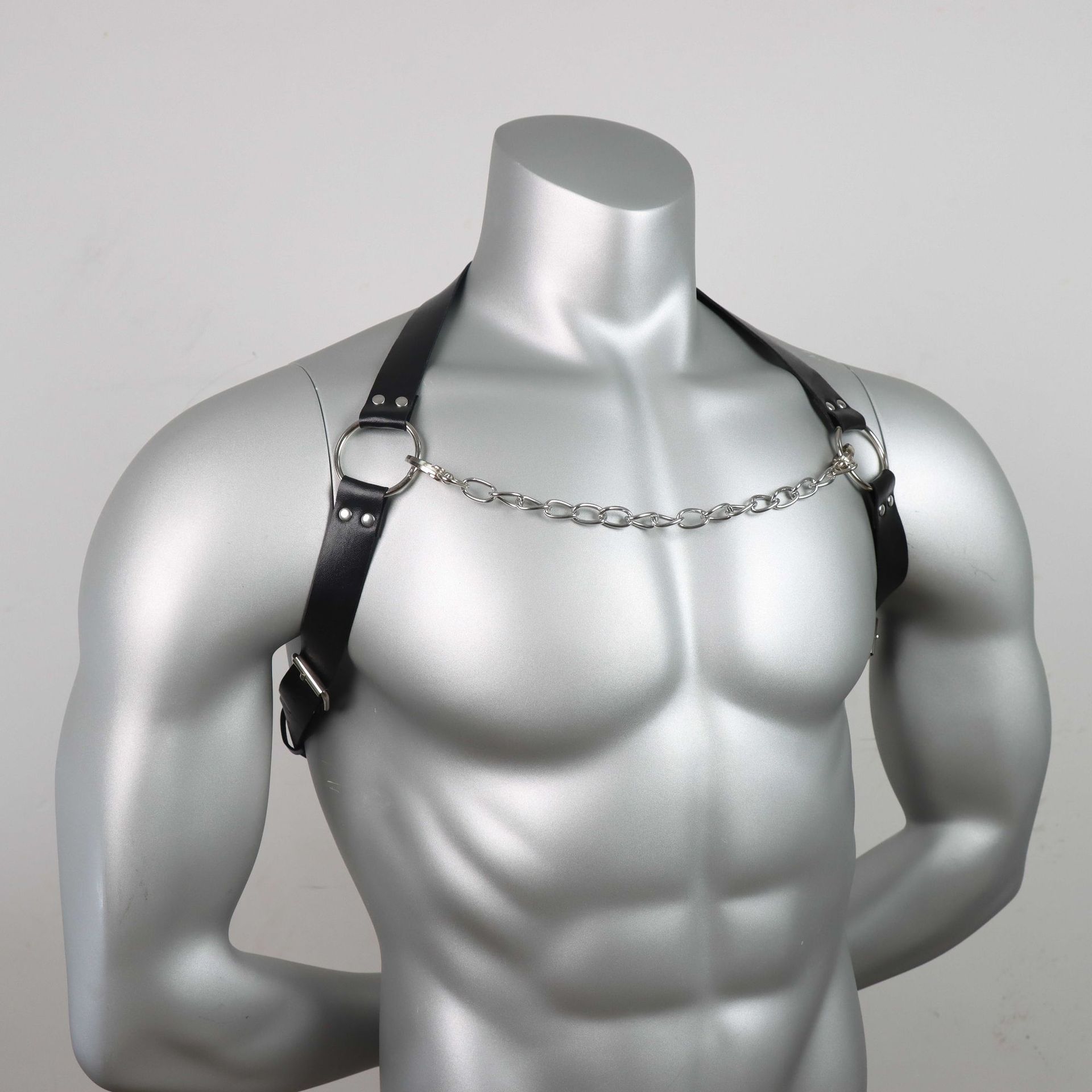 Punk Binding Belt Chain Leather Chest Strap Men's Leather 11