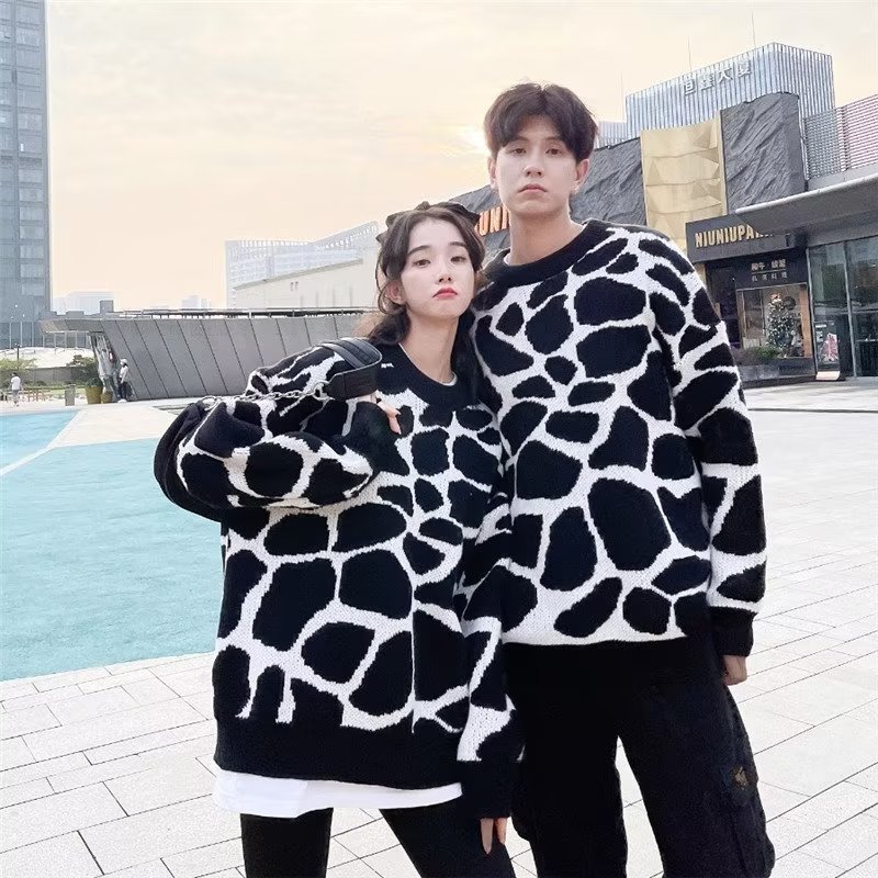 Autumn And Winter New Couple Zebra Thermal Bottoming Shirt Loose All-match Casual Woolen Yarn Sweater