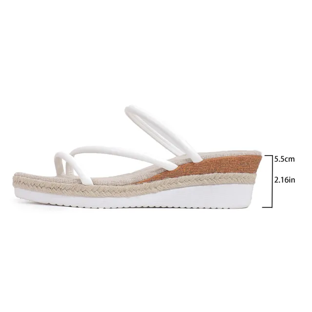Ethnic Style One Strap Sandals Platform Wedge Buckle Plus Size White - Shop at LoveMi