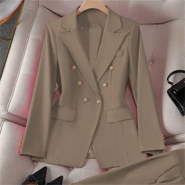 Retro Coat Slim Fit Casual Suit Top Khaki Suit - Shop at LoveMi
