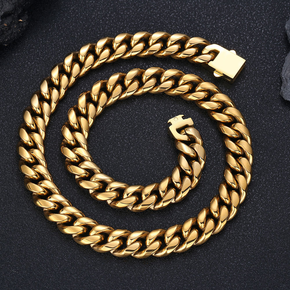 Hip Hop Glossy Buckle Stainless Steel Titanium Steel Men's Necklace