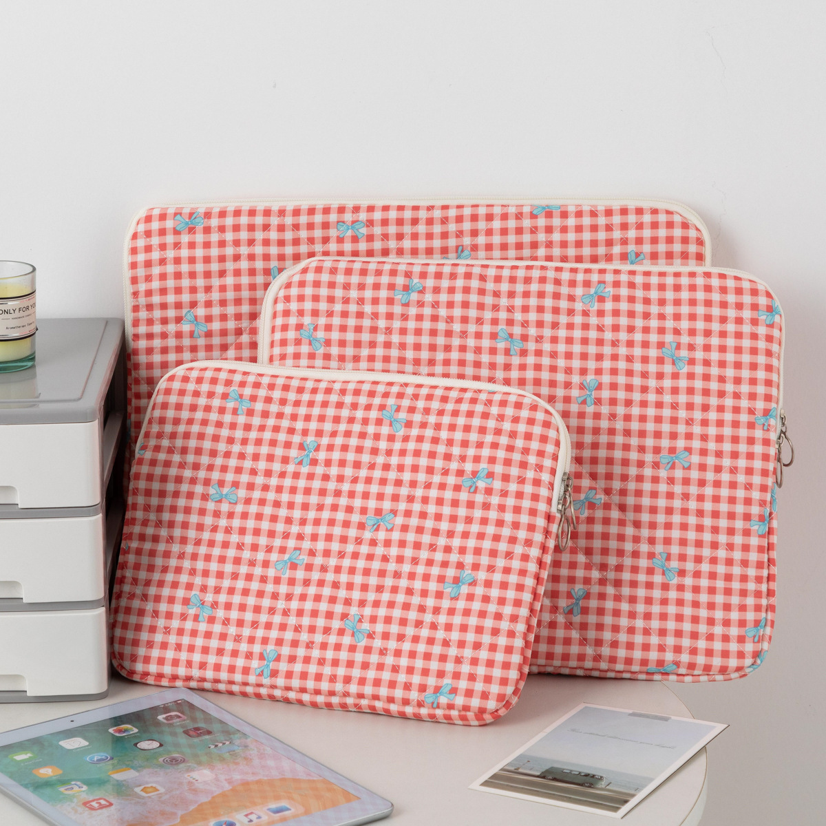 Plaid Floral Tablet Sleeve Protective Case