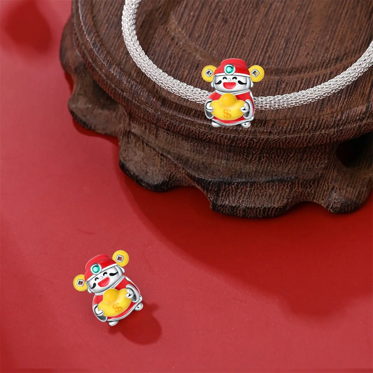 DIY Lucky Carp Copper Bead Pendant Bracelet