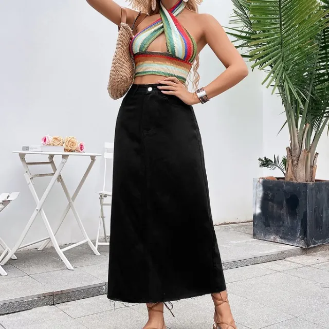 Women's Spring Summer Trendy Casual All matching Fashion Long Skirt Black - Shop at LoveMi