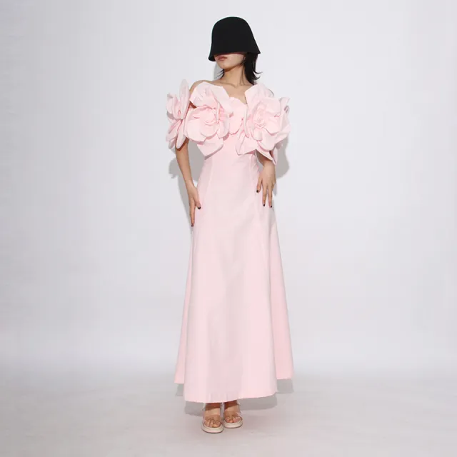 Fashion Heavy Industry Women's Three dimensional Flower Design Dress Pink - Shop at LoveMi