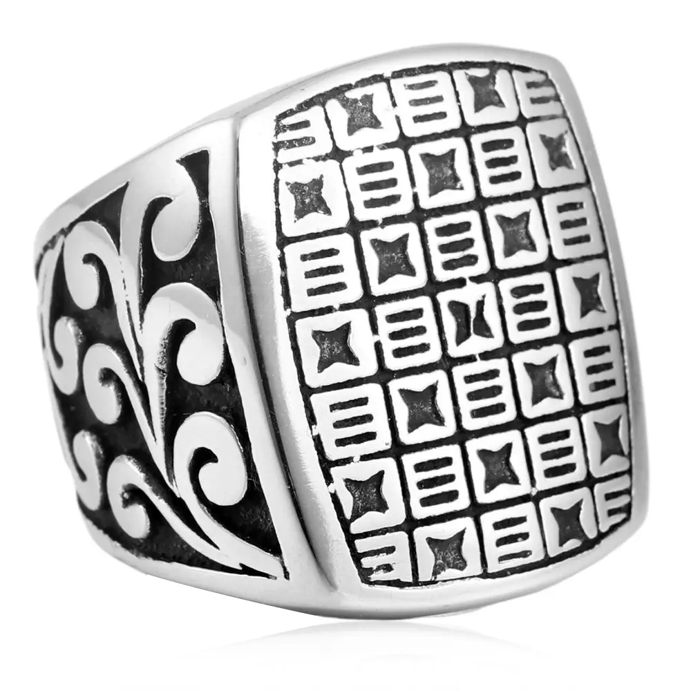 Retro Square Titanium Steel Ring