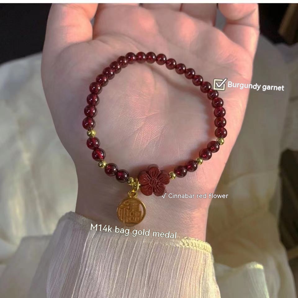 New Raw Ore Garnet Blessing Card Sand Bracelet