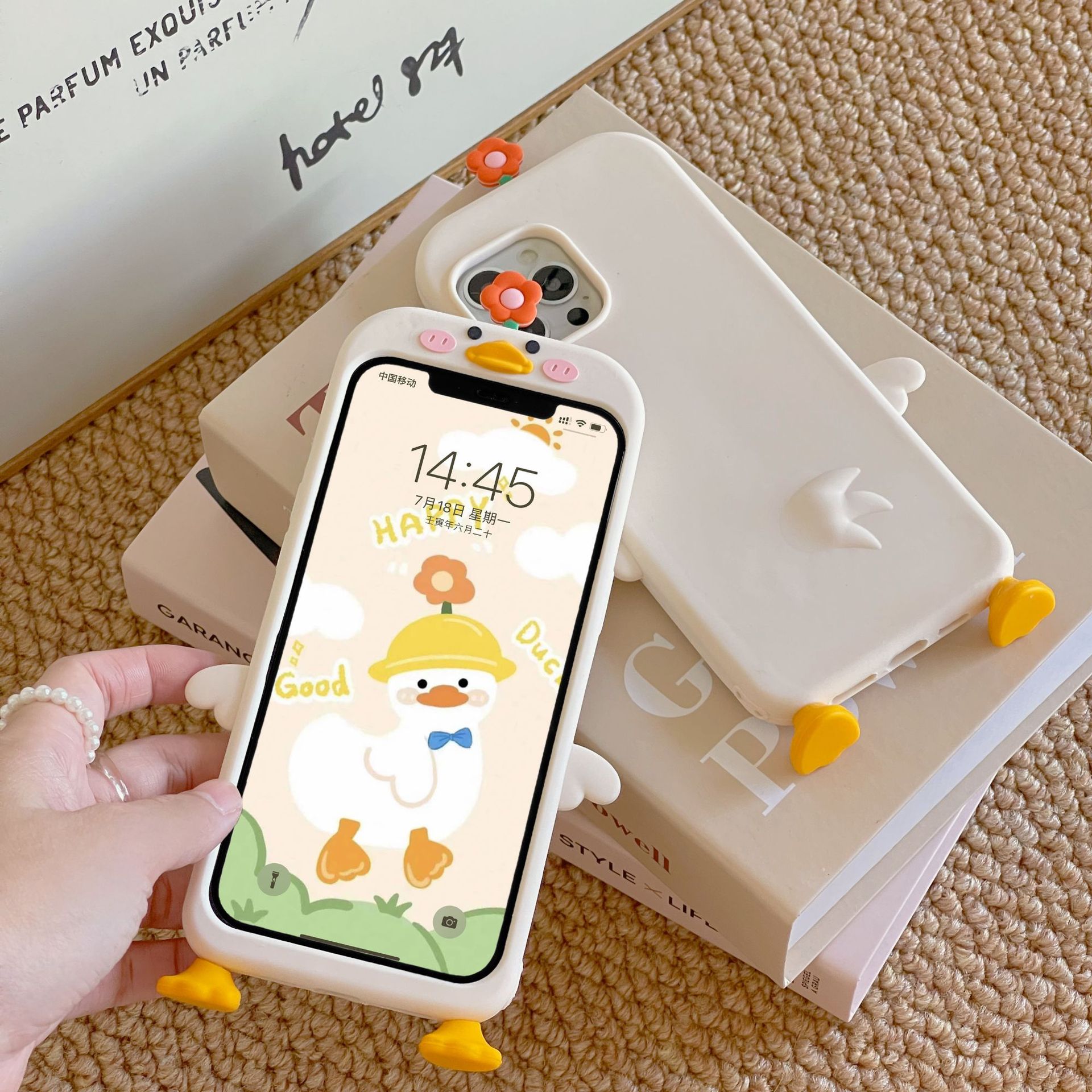 Creative Stereo Cute Flower Duck Phone Case Cartoon Soft Shell - Image 4