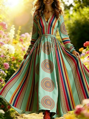 3D Oil Painting Floral Print Dress 7