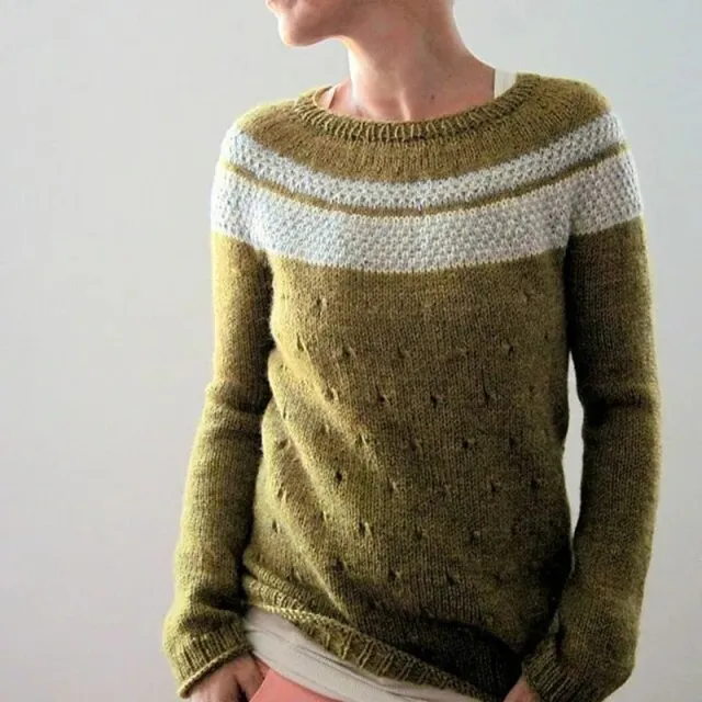 Women's Round Neck Multicolor Loose Fashion Pullover Sweater Style9106 - Shop at LoveMi
