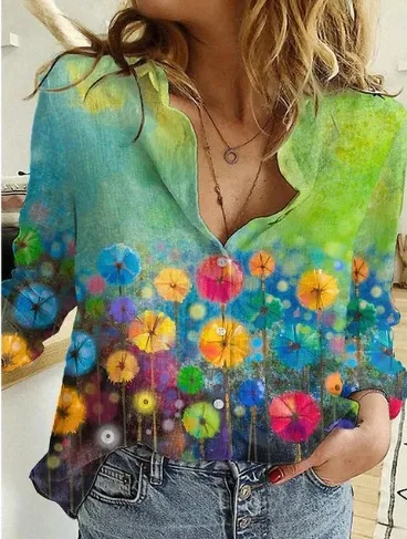 Women's Printed Casual Long Sleeve Shirt Style 22 - Shop at LoveMi