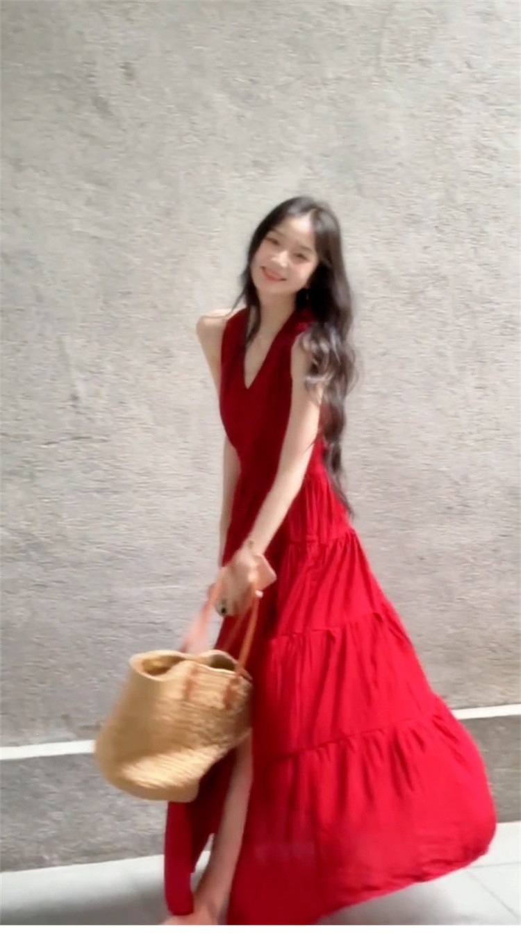 Womens Slim-Fit Halter Slip Dress