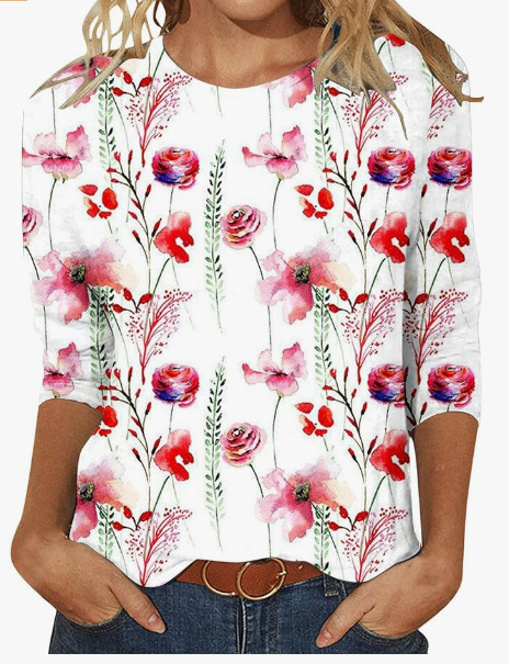 Women's 3d Digital Printing Round Neck Top Txcj2033 S - Shop at LoveMi