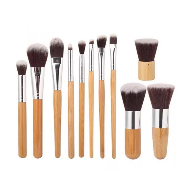 11 Bamboo Handles Makeup Brush Set With Sack Beauty Tools Makeup Brush 11 Bamboo Opp Bag - Shop at LoveMi
