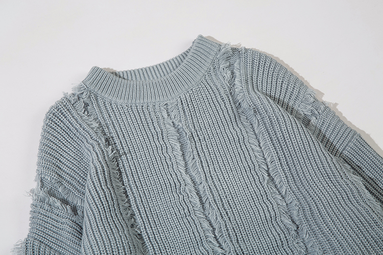 Idle Style Solid Color Cat Beard Stitching Loose Sweater