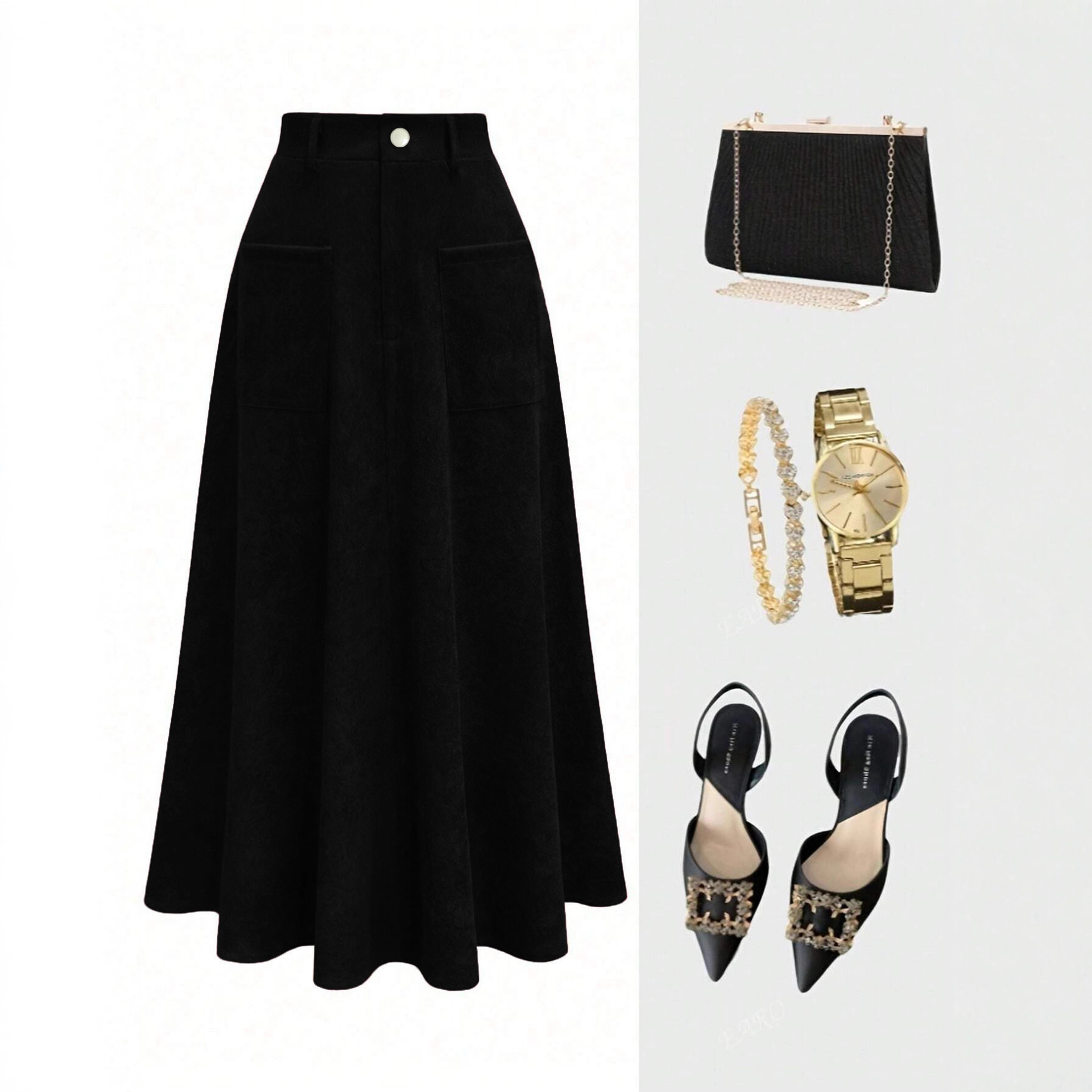 Design-forward Casual Retro-style Wine-red Corduroy Midi Skirt