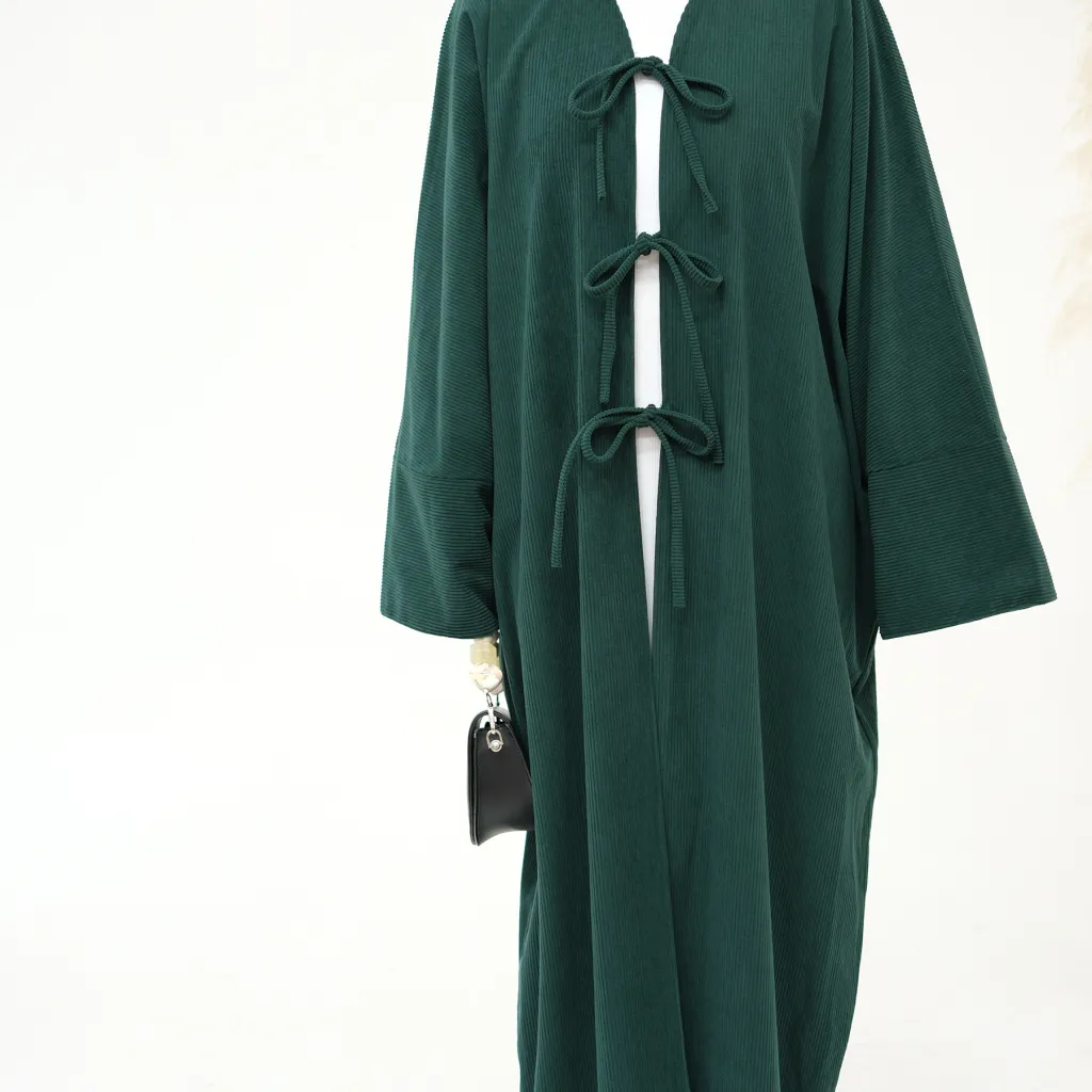 Women's Casual Loose Party Lace-up Cardigan Robe Coat - Dark Green