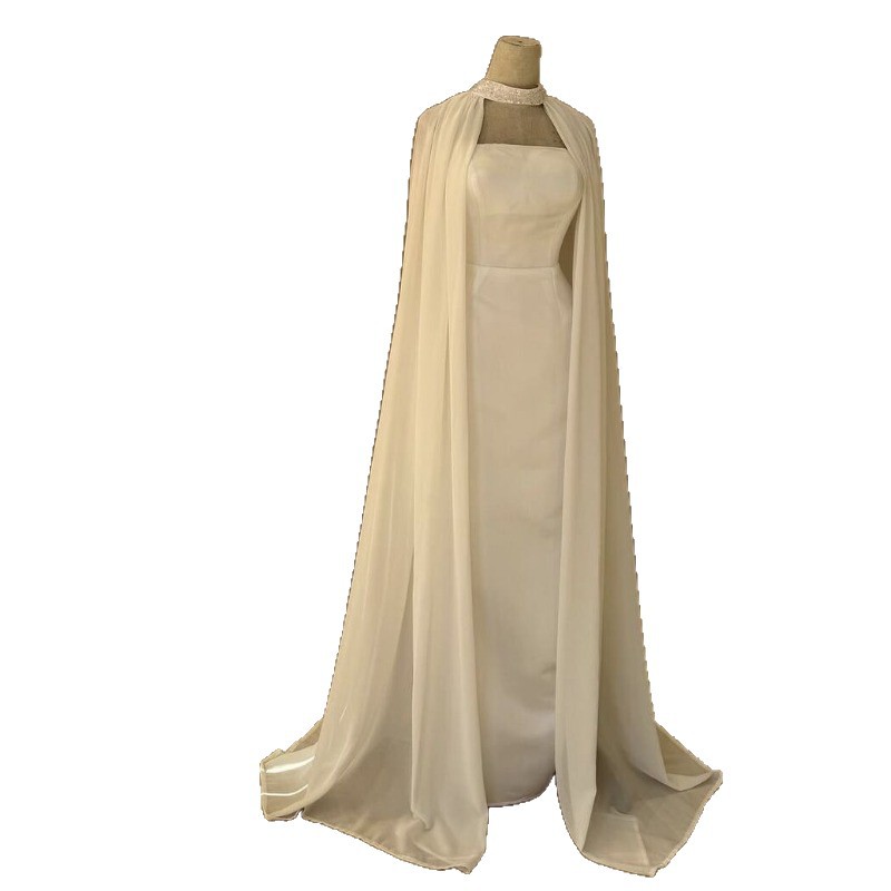 Chiffon Shawl Cape Evening Gown, picture 4 of 6