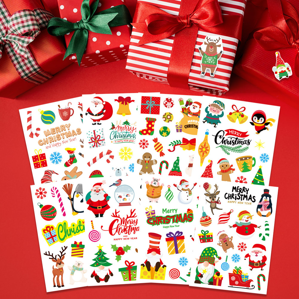 Santa Claus And Snowman Puzzle Journal Cartoon Stickers 6