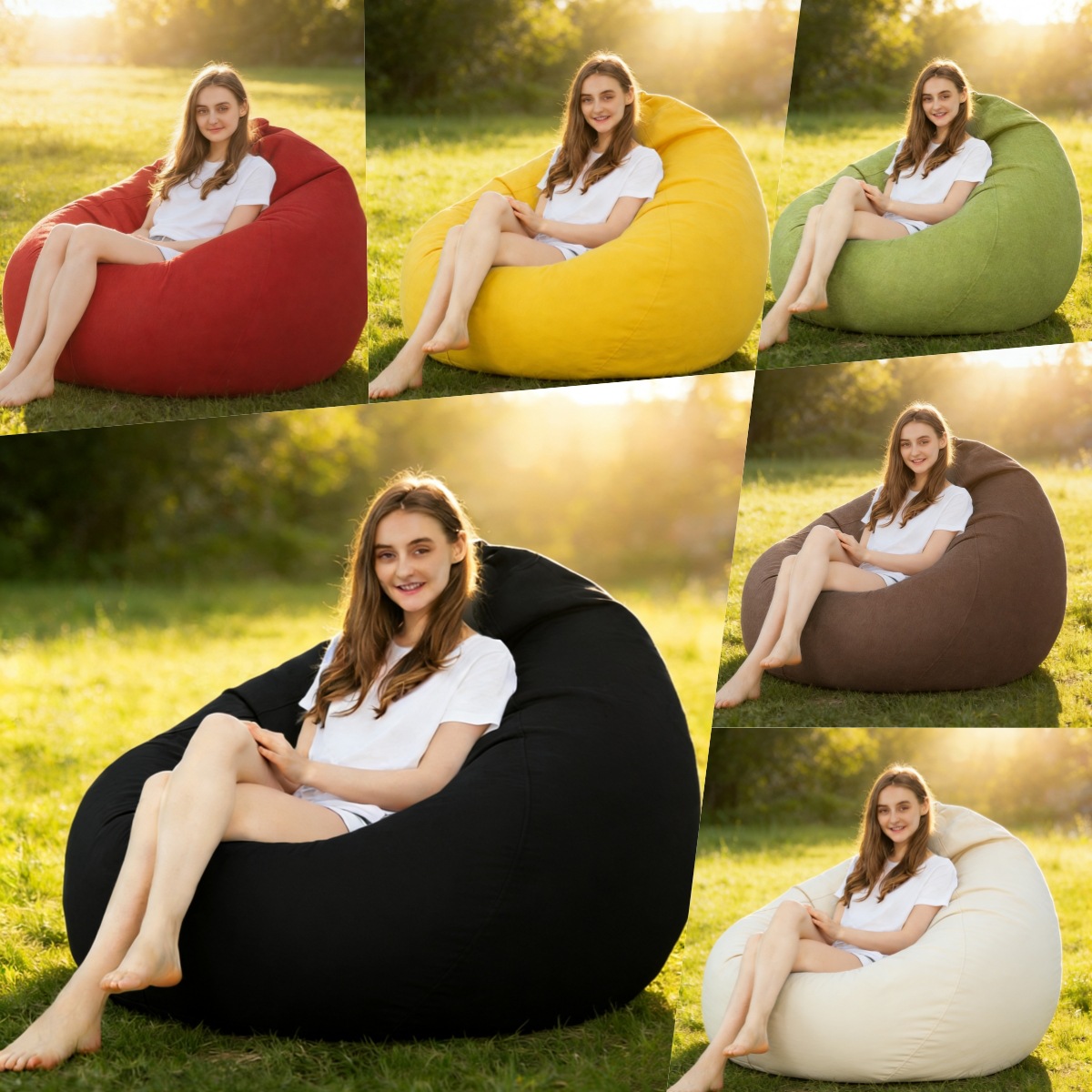 Solid-color Lazy Beanbag Chair Cover