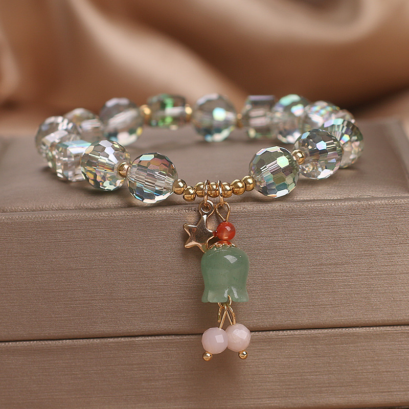 Colorful Crystal Bracelet Female Sweet Jasper Flower Pendant