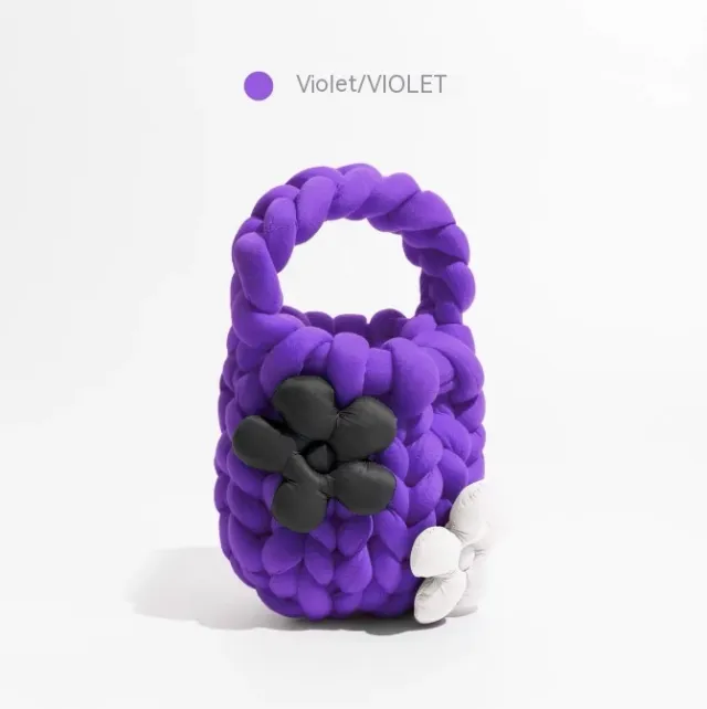 Hand woven Bag Coarse Yarn Sweet Girl Style Hand Bag Dark Violet 13X5X17 - Shop at LoveMi