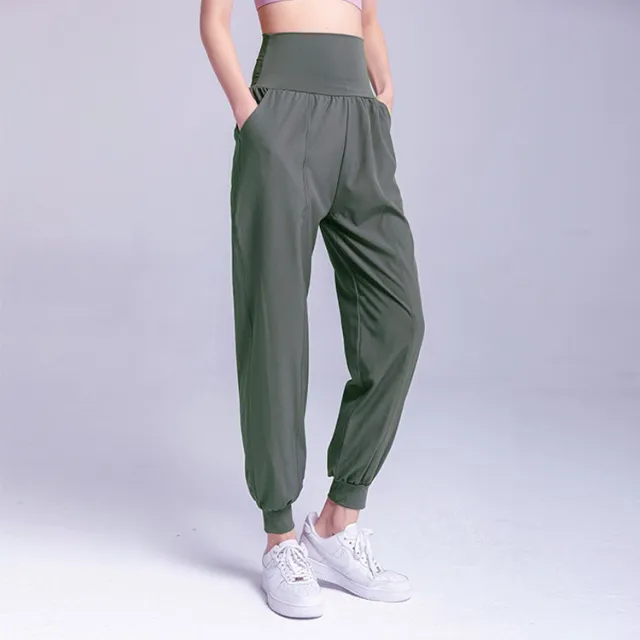 Loose Ankle tied Casual Breathable Workout Exercise Pants Army Green - Shop at LoveMi