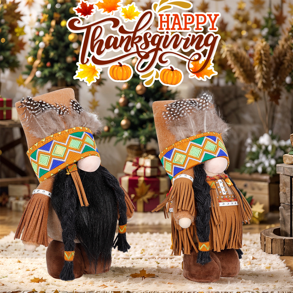 Title 2, Thanksgiving Decoration Indian Faceless Doll Or...