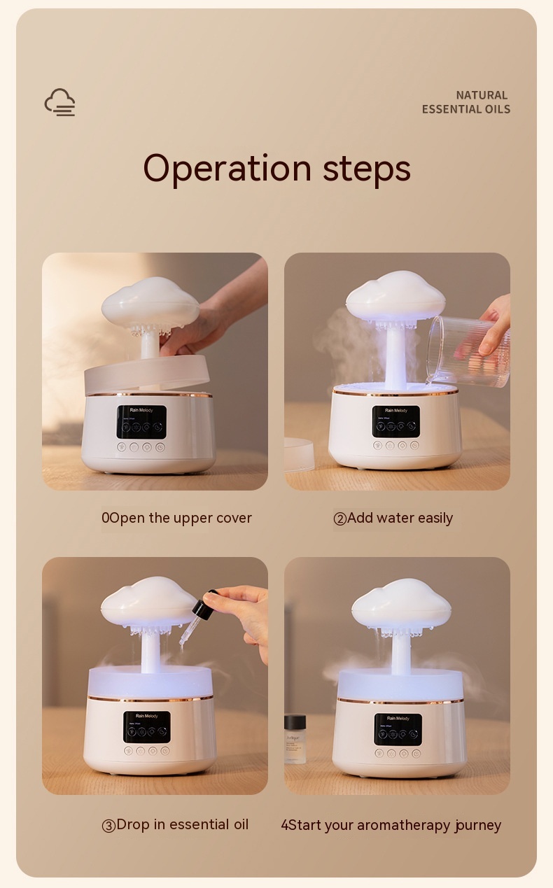 Rain Rhyme Seven-color Ambience Light Clouds Rain Aroma Diffuser