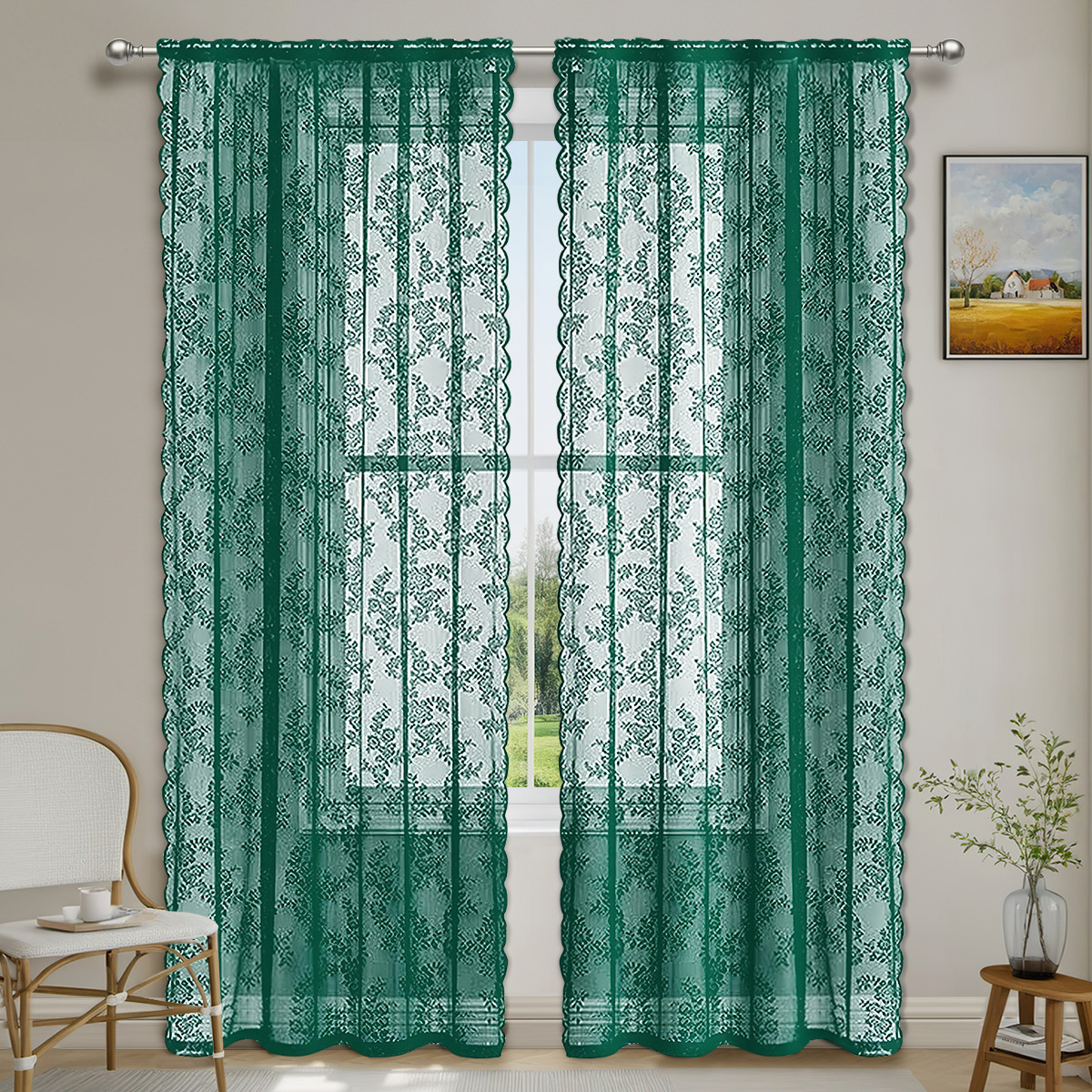 Green Lace Curtain Rod