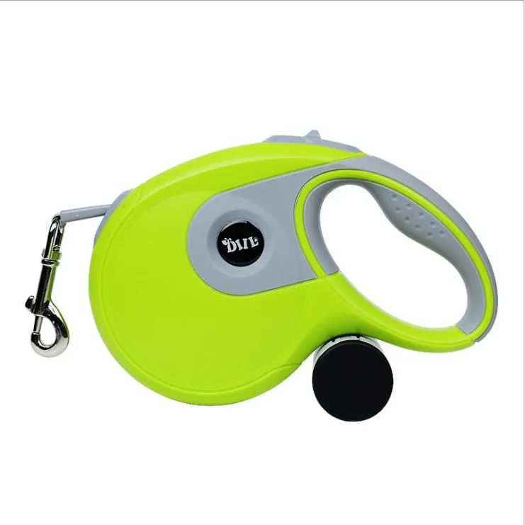 Simple Household Automatic Retractable Dog Leash - Apple Green Belt Garbage Box