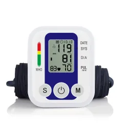 Household Multi-voice Upper Arm Precise Measurement Blood Pressure Meter - Blue - View 1