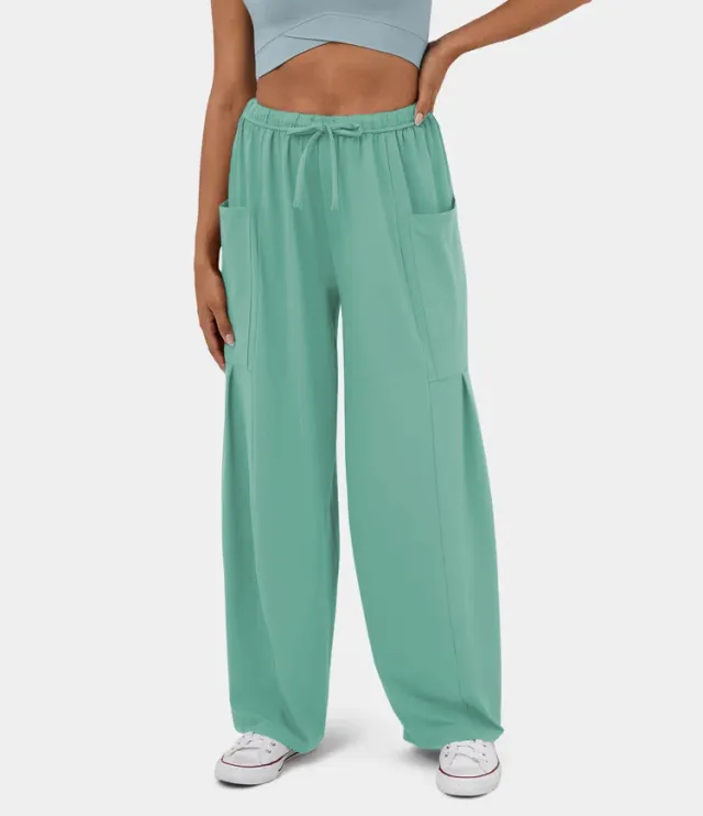 Fashionable And Stylish Elastic Waist Pleated Wide Leg Pants Light Green - Shop at LoveMi